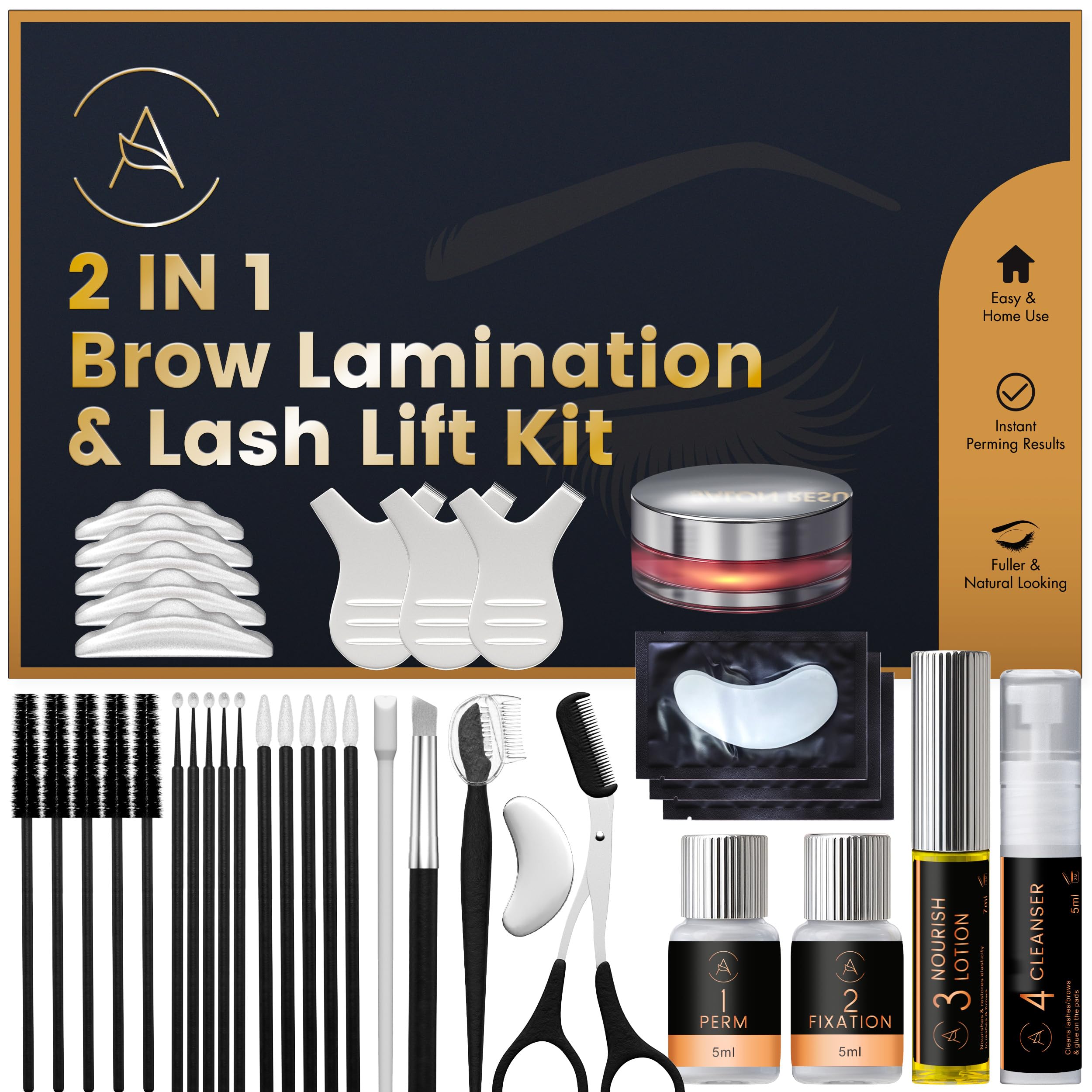 Lash Lift Kit & Eyebrow Lamination Kit, 2-in-1 Solution, At-Home Brow ...