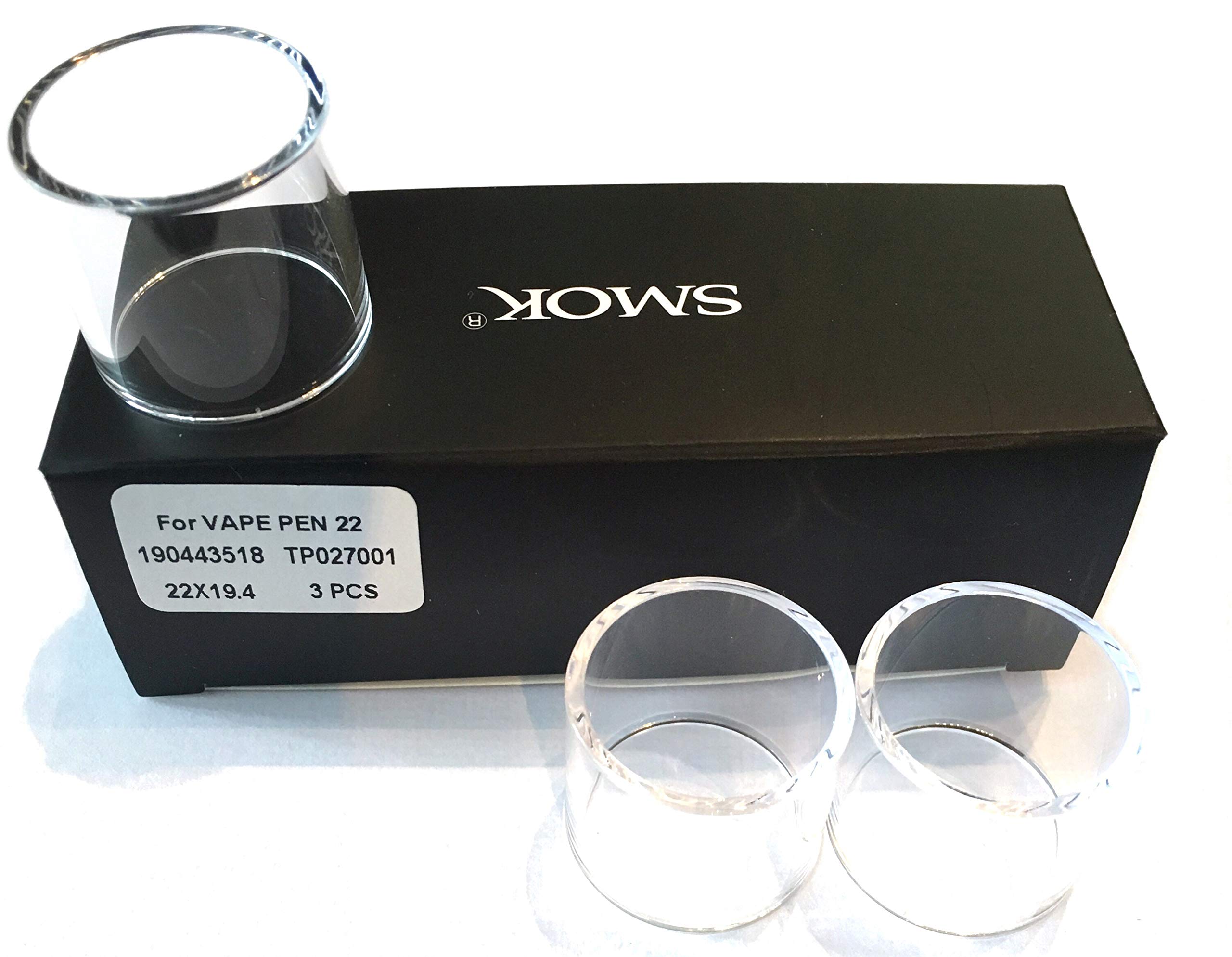 SMOK VapePen 22 Replacement Glass Tube, Pack of 3, No Nicotine