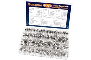 Sunxeke 24 Values 275Pcs Fast Blow Glass Fuses Assortment Kit 250V 6x30mm 5x20mm 0.5A 1A 2A 3A 5A 6A 8A 10A 15A 20A 125V 5x20mm 3.6X10mm 1A 2.5A 3A 5A 7A 8A