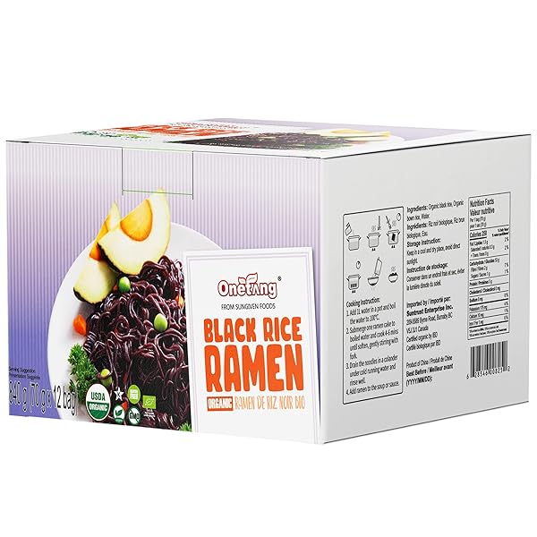 ONETANG ORGANIC BLAKC RICE & BROWN RICE RAMEN NOODLES, GLUTEN-FREE PASTA, WHOLE GRAIN, NON-GMO, KOSHER, VEGAN 2.47 OZ (PACK OF 12)