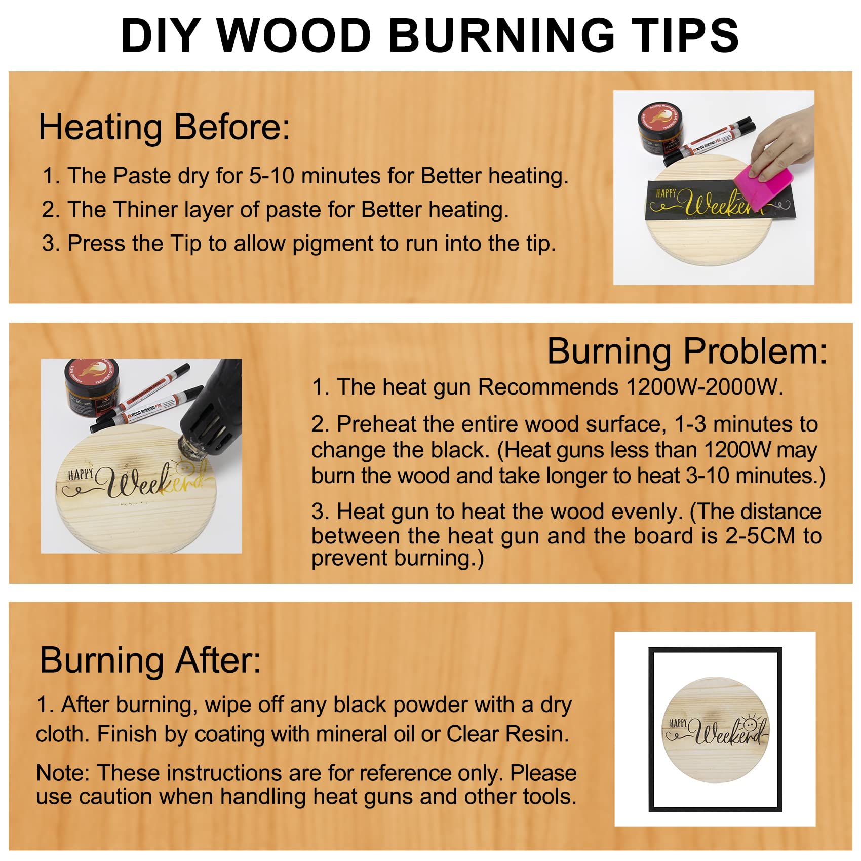 Teexpert Wood Burning Gel Pen Kit, 4 OZ Paste, 2 Double-Sided Scorch Pens, 4 Tips, Squeegee, Sandpaper for DIY Heat Sensitive Wood Crafts Suitable for Artists & Beginners