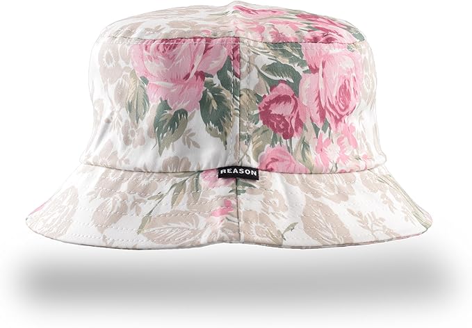 white floral bucket hat