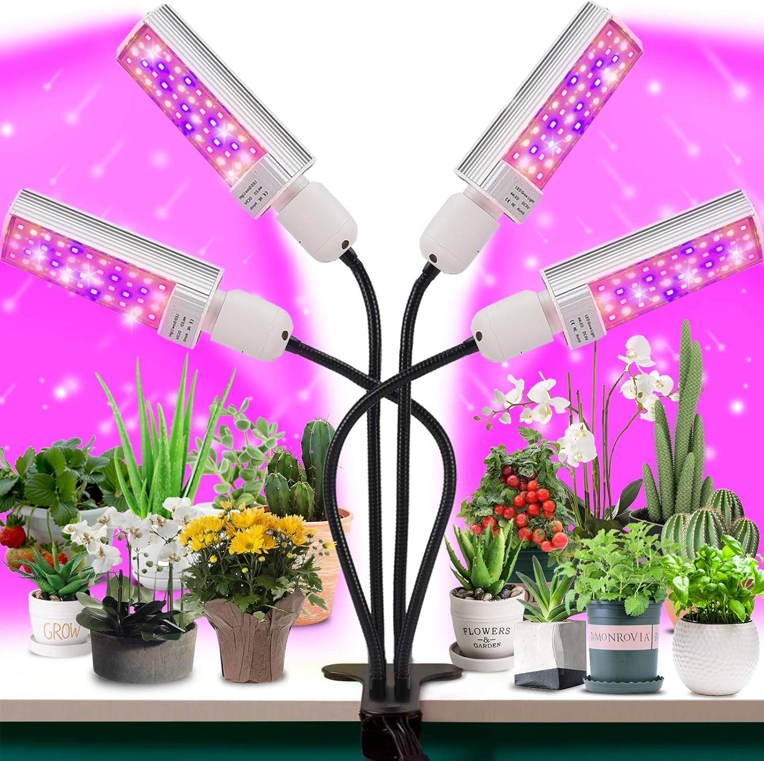 LED Grow Light for Plant 4 Head 96W Full Spectrum for Grow