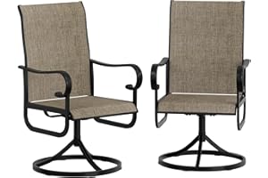 Set of 2 Patio Swivel Dining Chairs, 360° & 15° Reclining Outdoor Swivel Rocker Chairs with All-Weather Textilene & High Back