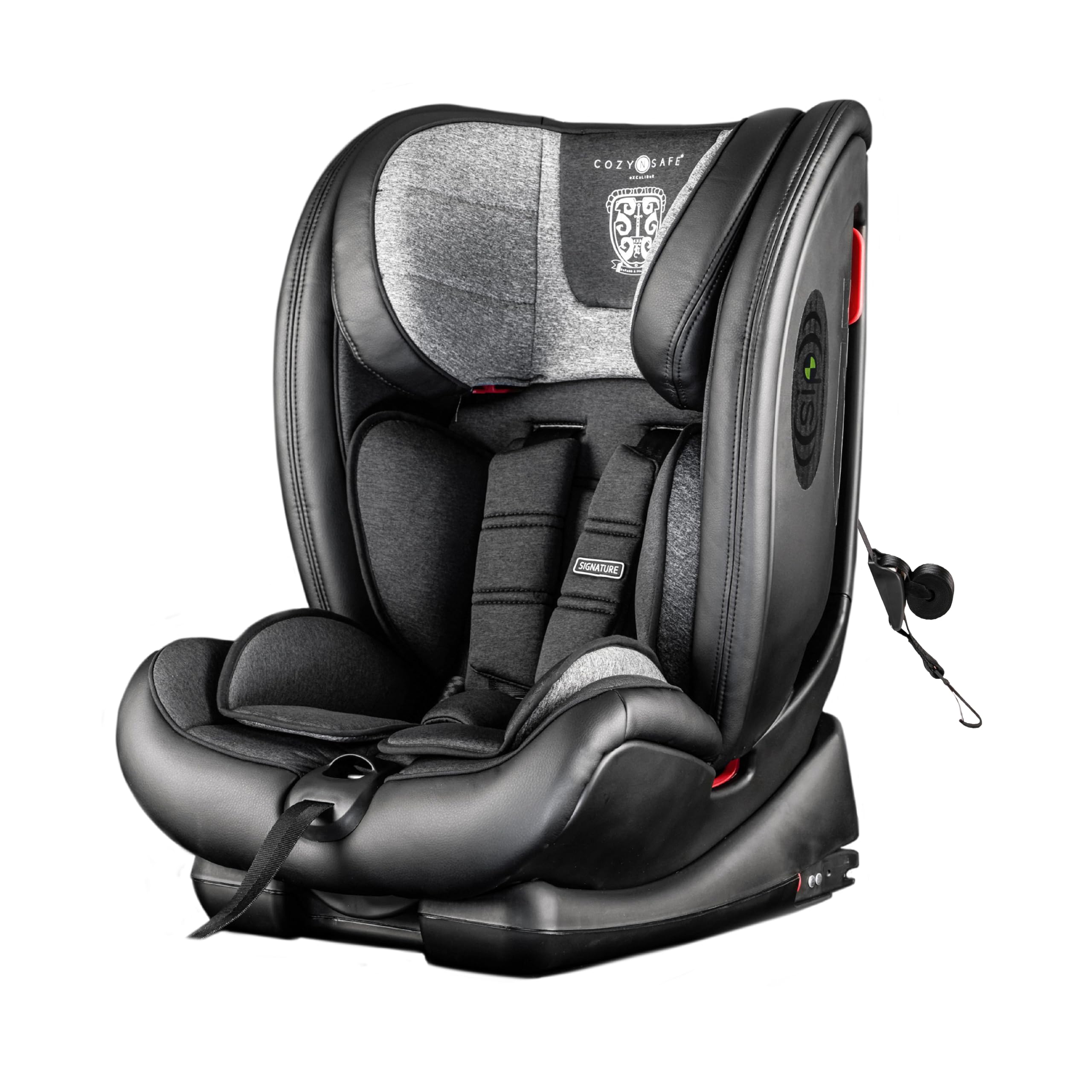 Cozy N Safe Excalibur Car Seat Group 1/2/3 9-36kg, ISOFix & Top Tether, 25kg Harness, Convertible Baby Toddler Child Car Seat, Forward Facing High Back Booster, 9 Months to 12 Years (Graphite)
