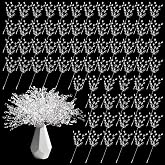 Noamus 70pcs Crystal Bud Branches, Artificial Bouquets with Acrylic Bead Drop, Clear Flower Beaded String Stems, Decorative Floral Twig Picks, Glitter Bridal Pick for Wedding Christmas Party Decor DIY