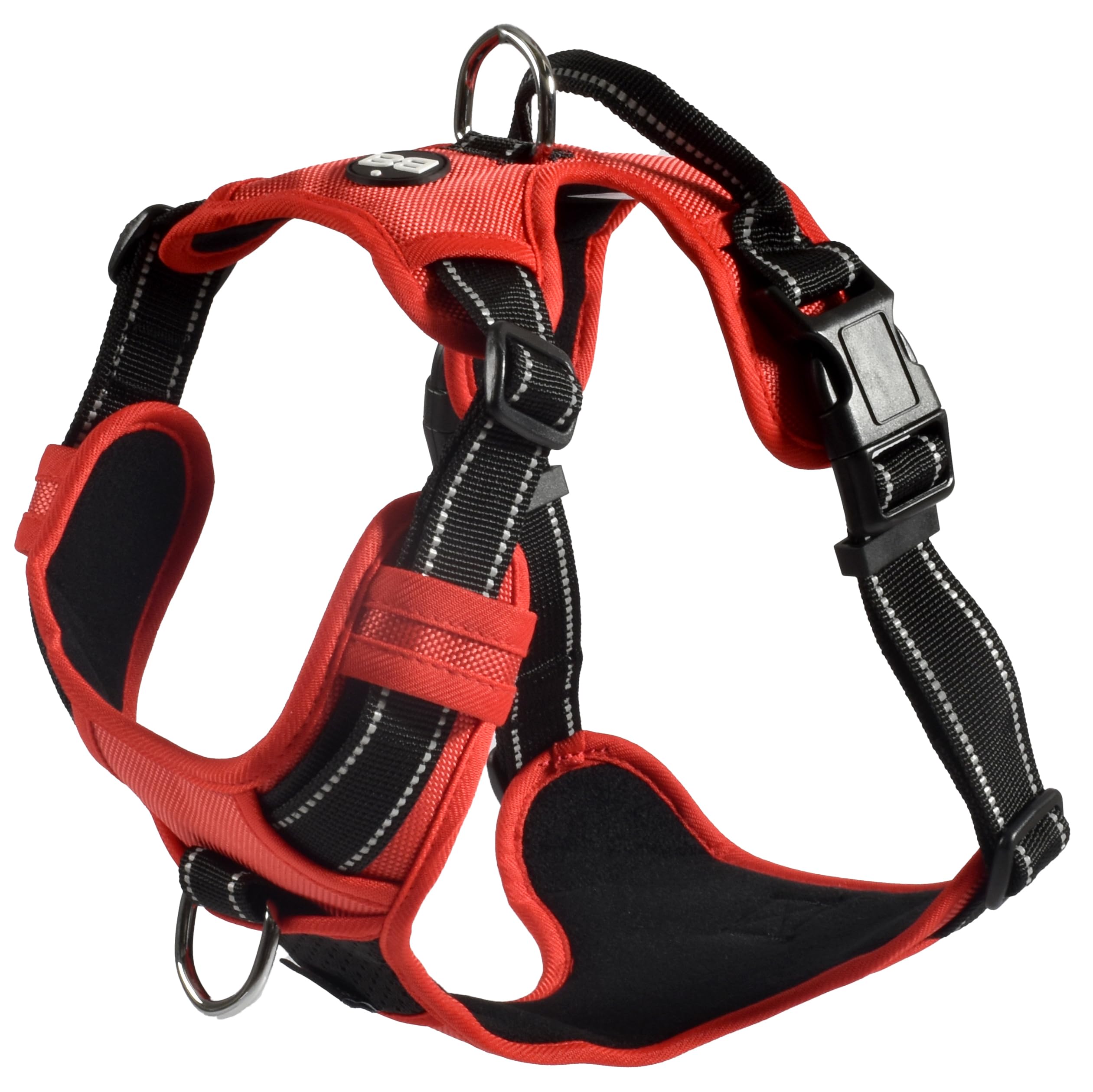 Bobby Rando Walk - Dog Harness, Medium/Large, Red, XL/53-82cm, Nylon, Reflective, Adjustable, Comfortable, Safe