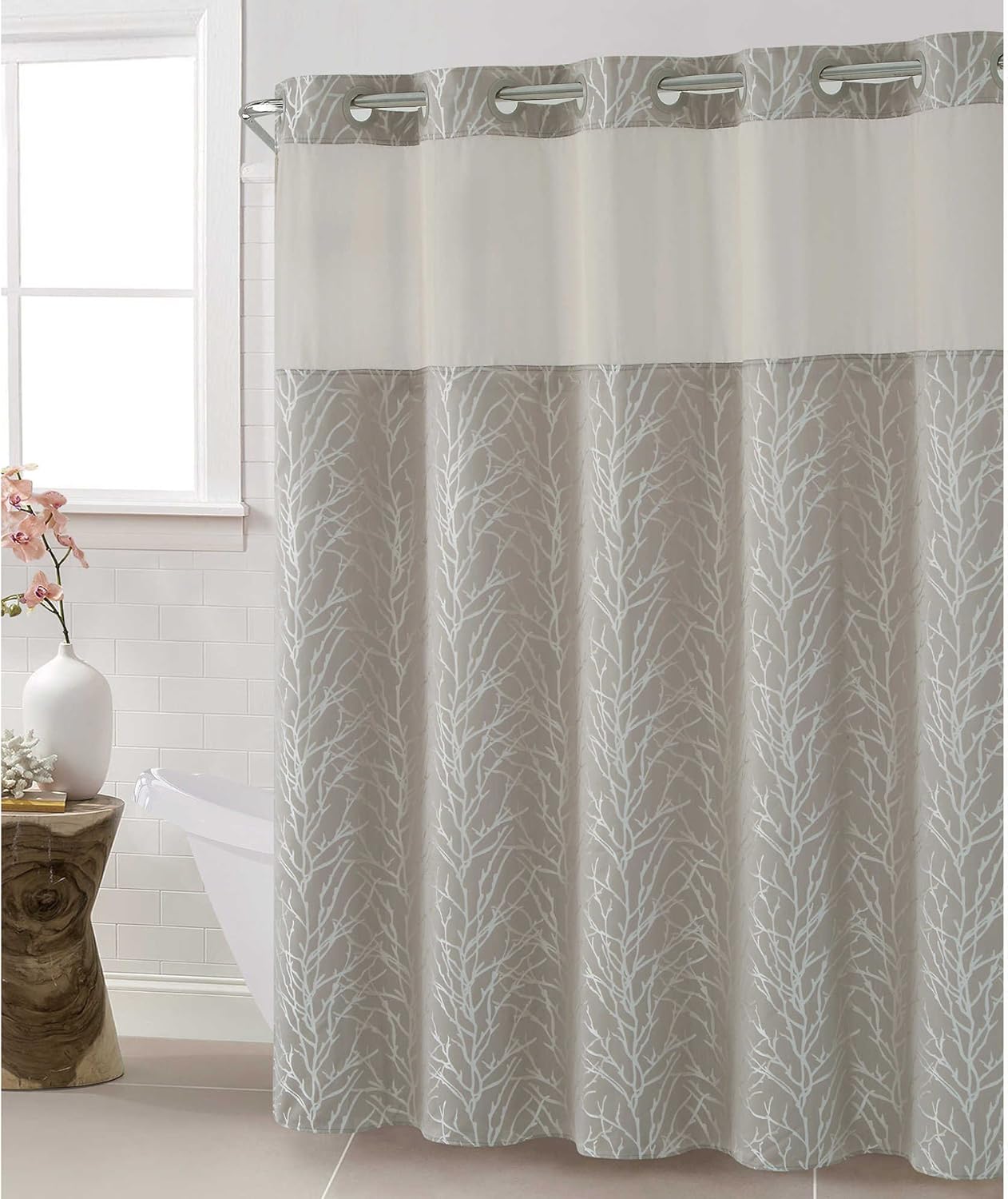 Amazon Com Hookless Jacquard Tree Branch 71 Inch X 74 Inch Shower