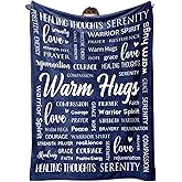 Afterprints Warm Hugs Healing Blanket - Cancer Gifts for Women Men, Get Well Soon Gift for Friend Family, Sympathy Inspirational Blanket, Soft Comfort Throw Blankets 50"x60"