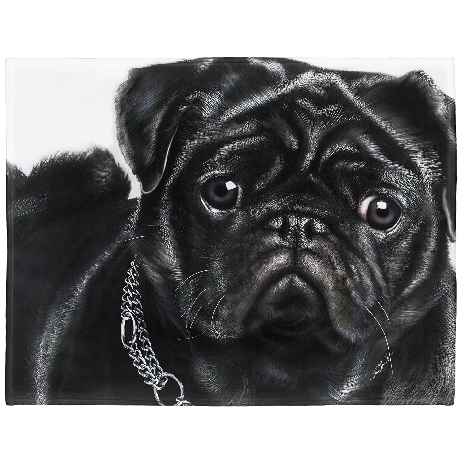 YISUMEI Black Pug Blanket, Cuddly Blankets, Soft Flannel Fleece Blanket, Bed Throw (150 x 200 cm)