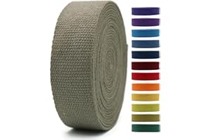JACOB BICERRI 2" & 1.5'' & 1" Cotton Webbing - 5 Yards - 50+ Colors -%100 Natural Cotton - Turkish Woven - Heavy Duty 1 Inch 1.5 Inch 2 Inch Canvas Webbing for Sewing Straps Bag Climbing Indoors Craft DIY 11284…