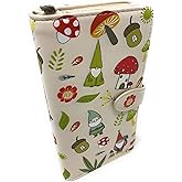 Shag Wear Gnome Forest Large Wallet for Women and Teen Girls Multiple Gnomes Mushrooms Plants Vegan Faux Leather Beige 7"