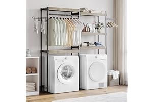 5-Tier Wood Over The Washer and Dryer Storage Shelf- Laundry Room Organization Space Saving Laundry Drying Clothes Racks Heav