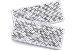 MFC PRO 2Pcs Plastic Rectangular Stick-on Reflector Sticker (White, 70 * 30mm)