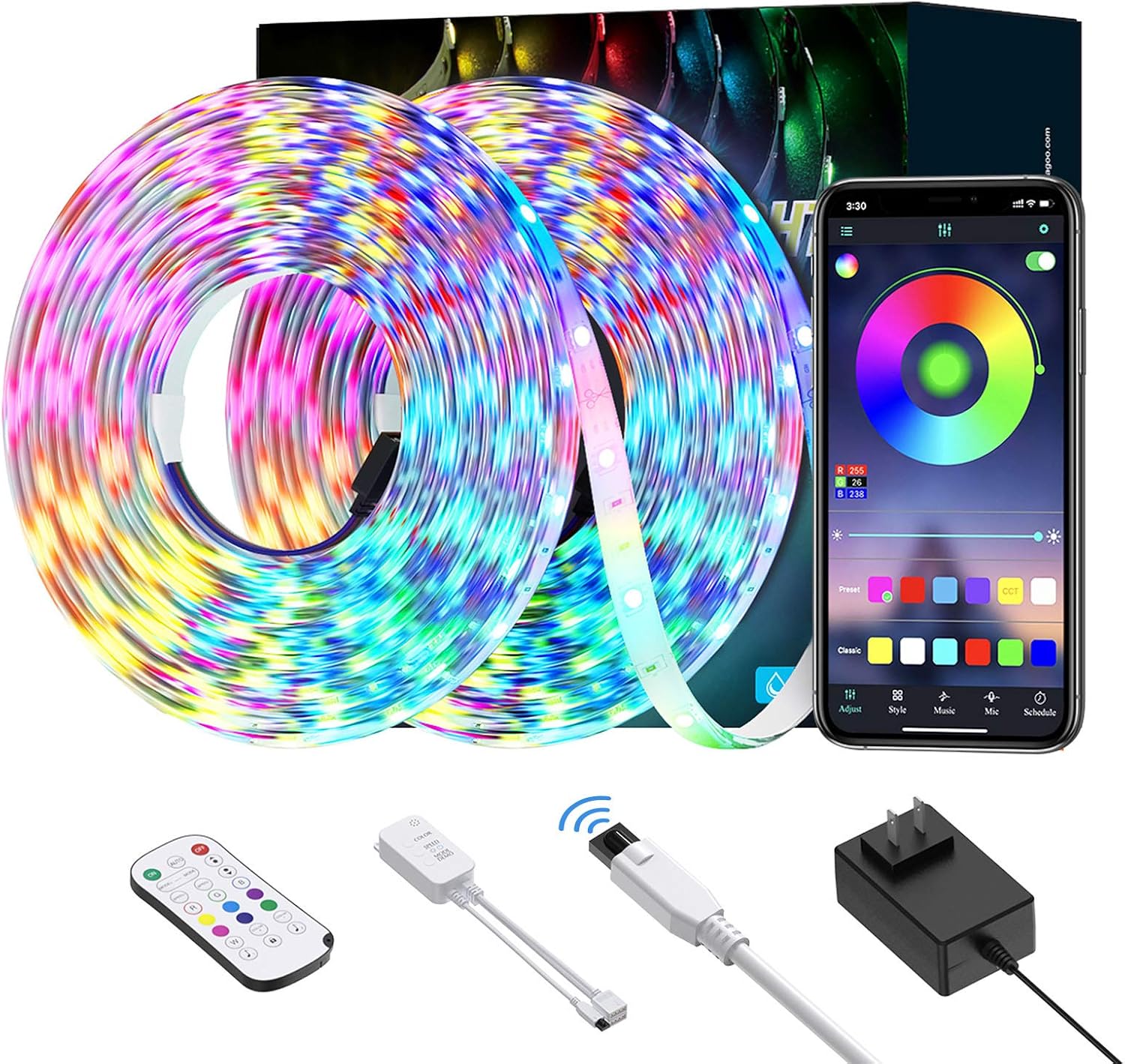 Ltteny LED Strip Lights, 32.8ft Light Strip with 24Key IR