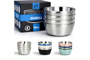 Stainless Steel Insulated Bowls for Kids and Adults - 20 Oz Double Wall Metal Bowls for Ice Cream, Soup, Cereal, Snack, Rice 