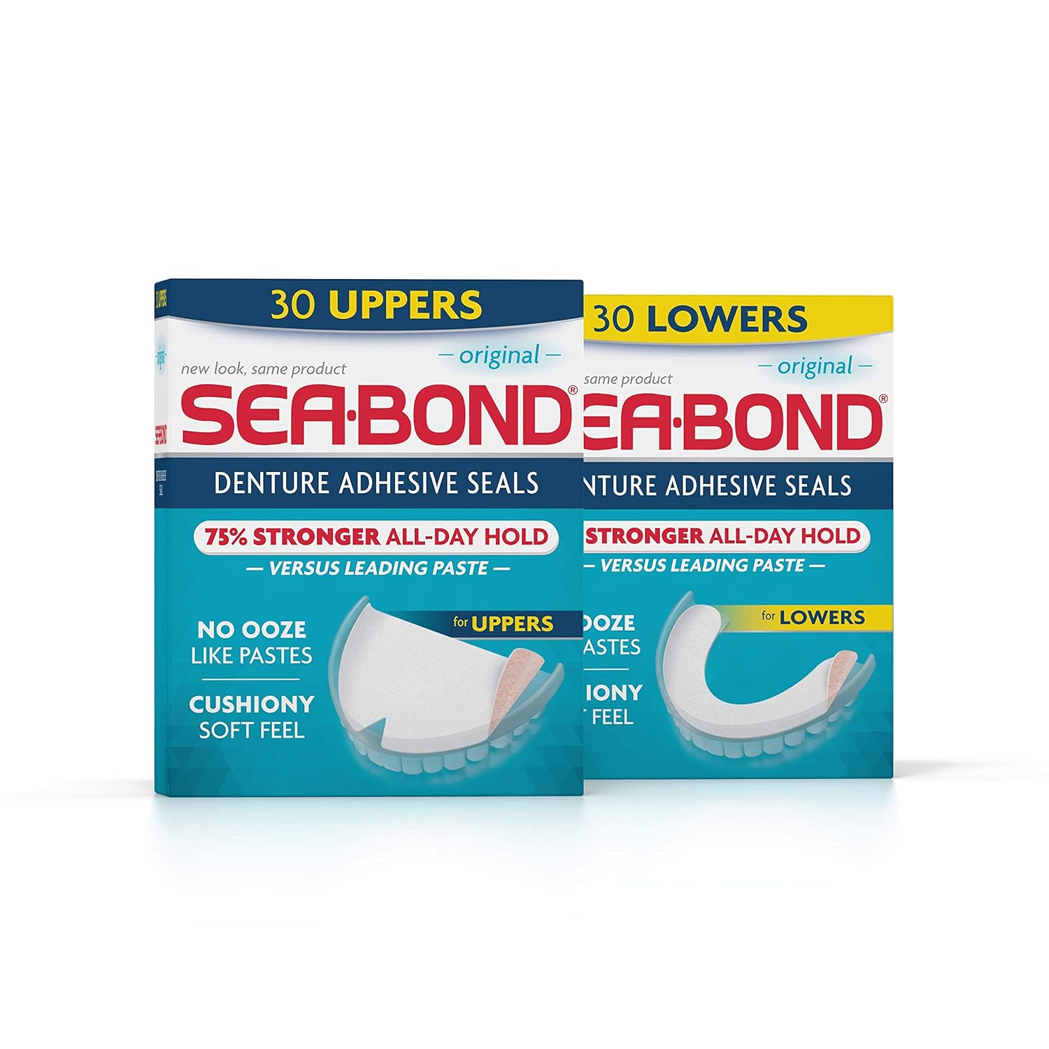 Sea Bond Secure Denture Adhesive Seals Multipack, Zinc Free, All Day Hold, Mess Free, Original Uppers and Lowers- 30 each: Beauty
