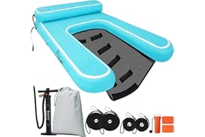 Inflatable Elevated Dog Boat Ramp, Dog Pool Ramp for Docks & Lakes, Non-Slip On Water Ramp with Booster Step, Floating Ladder