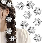 Christmas Sparkly Rhinestone Snowflake Hair Clip Hair Barrettes, Metal Alligator Clips Hair Accessories for Women Princess Long Thick Hair Winter Xmas Hairpins Christmas Party Gifts C
