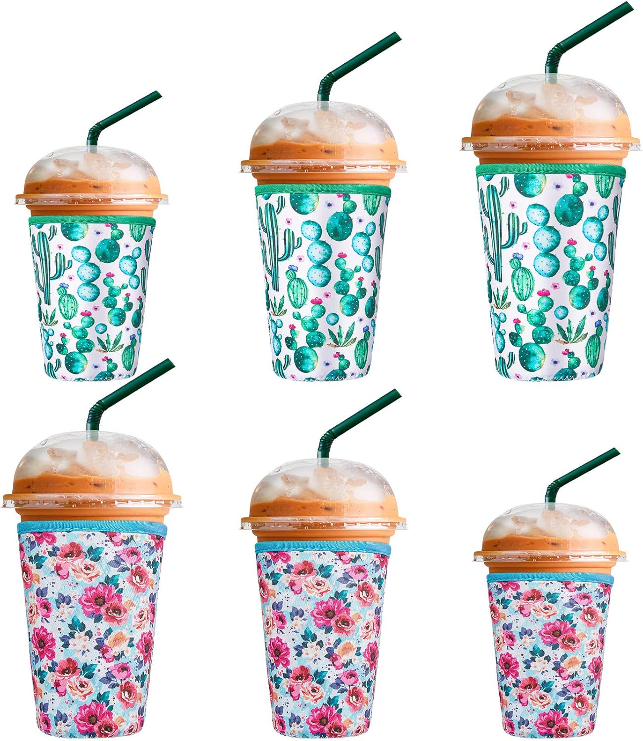 6 Pieces Reusable Iced Coffee Beverage Sleeves