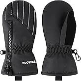 Hpegny Kids Waterproof Winter Snow Gloves Mittens for Toddlers - Zippered Ski Mittens for Baby Boys and Girls