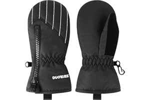 Hpegny Kids Waterproof Winter Snow Gloves Mittens for Toddlers - Zippered Ski Mittens for Baby Boys and Girls