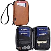 family passport holder for 4 brown multiple passport bag passport wallet for travel passport cover rfid blocking for women waterproof wallet with zipper passport case for men