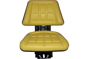 Yellow TRAC SEATS Brand TRIBACK Style Universal Tractor Suspension SEAT with TILT FITS John Deere 5200 5210 5300 5310