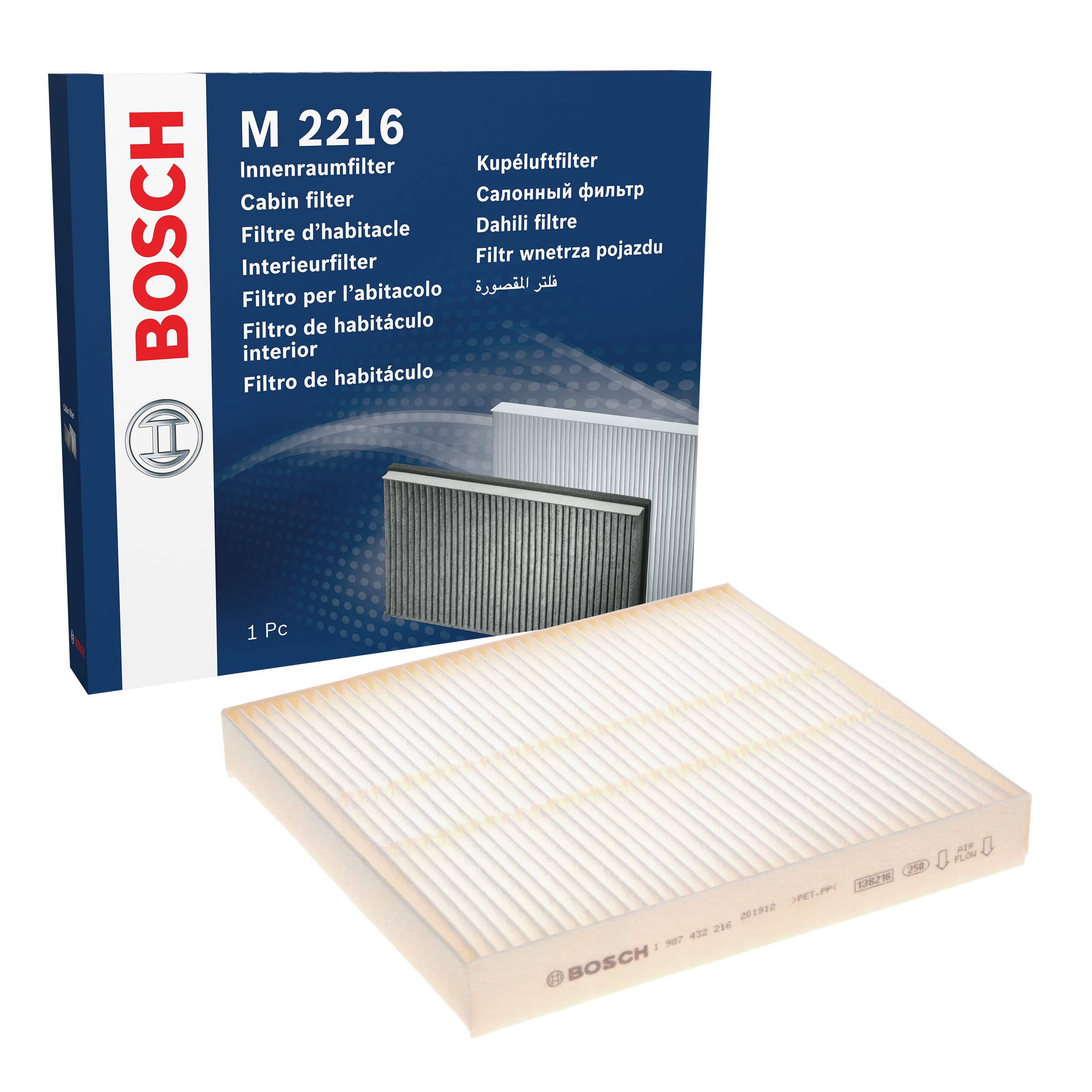 Bosch M2216 Standard Cabin Filter, Replacement Filter - Filters Pollen and Dust for Cleaner Air Inside the Vehicle