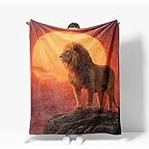 Lion Throw Blanket Soft Warm Cozy Lions Blankets Fuzzy Plush Fleece Lion Blanket Gifts for Couch Bed Sofa Home Decor 40''X50''