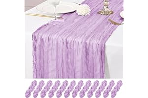LUMAYCENS 12 Pack Lavender Table Runner 10Ft Cheesecloth Table Runner Rustic Gauze Table Runners Romantic Long Sheer Fabric Cheese Cloth Table Runners for Wedding Party Bridal Baby Shower