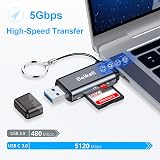 Beikell USB C SD Card Reader USB 3.0 Dual Connector Micro SD Adapter Mac PC view 2