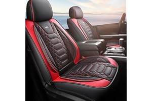 FREESOO Tundra 2 Front Seat Covers, Fit for Toyota Tundra 2007-2021 Crewmax Cab, Custom Truck Seat Covers with Waterproof Faux Leather BlackRed