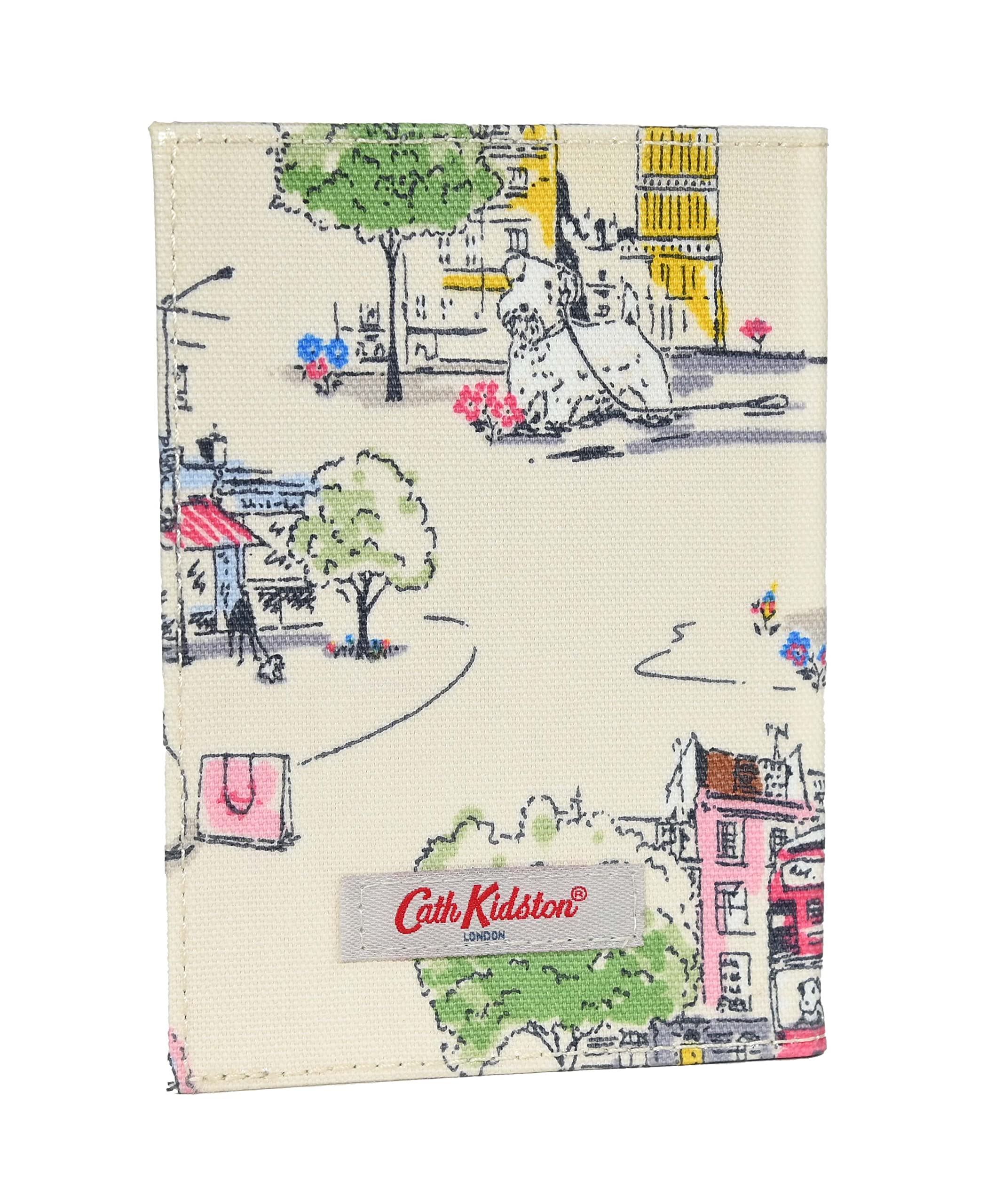 Cath Kidston Passport Holder Billie Goes to Town in Warm Cream Oilcloth