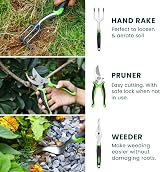 Green Haven 11-Piece Garden Tools Set with Storage Bag – Stainless Steel Hand view 5