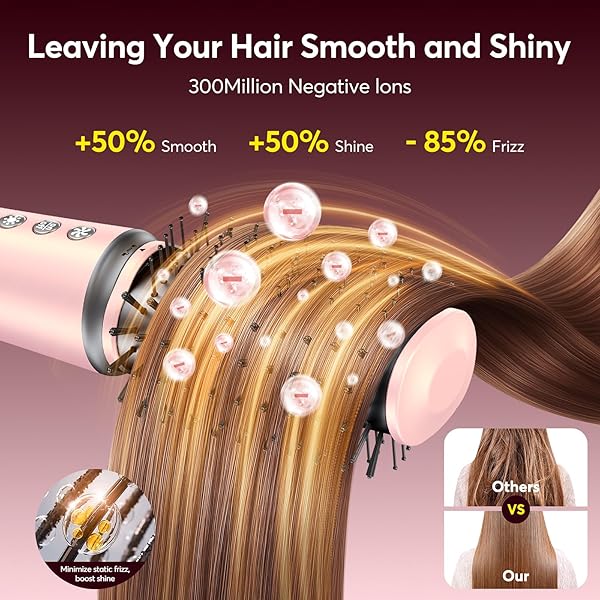 5 IN 1 HOT AIR STYLER WRAP WITH TRAVEL BAG- PROFESSIONAL HIGH-SPEED HAIR DRYER BRUSH WITH AUTO WRAP CURLERS, 300 MILLION IONS FRIZZ-FREE AND FAST DRYING FOR MULTIPLE STYLE, NO HEAT DAMAGE, GIFT IDEA