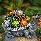 11.1 Inch Large Solar Garden Decor Turtle Statues Lights, Outdoor Figurine Decorations Ornament Lamps for Outside Yard, Lawn, Patio, Porch, Balcony, Unique Birthday Gifts for Mom women Grandma(Gray)