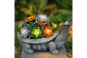 VMANYFIRE 11.1 Inch Large Solar Garden Decor Turtle Statues Lights, Outdoor Figurine Decorations Ornament Lamps for Outside Yard, Lawn, Patio, Porch, Balcony, Unique Birthday Gifts for Mom women Grandma(Gray)