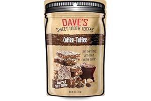 Dave's Sweet Tooth Toffee - Coffee Toffee Candy (4 oz) - Handmade & Homemade Gourmet Soft Toffee with Real Butter, Real Sugar and Hand-Sliced Almonds, Naturally Gluten-Free