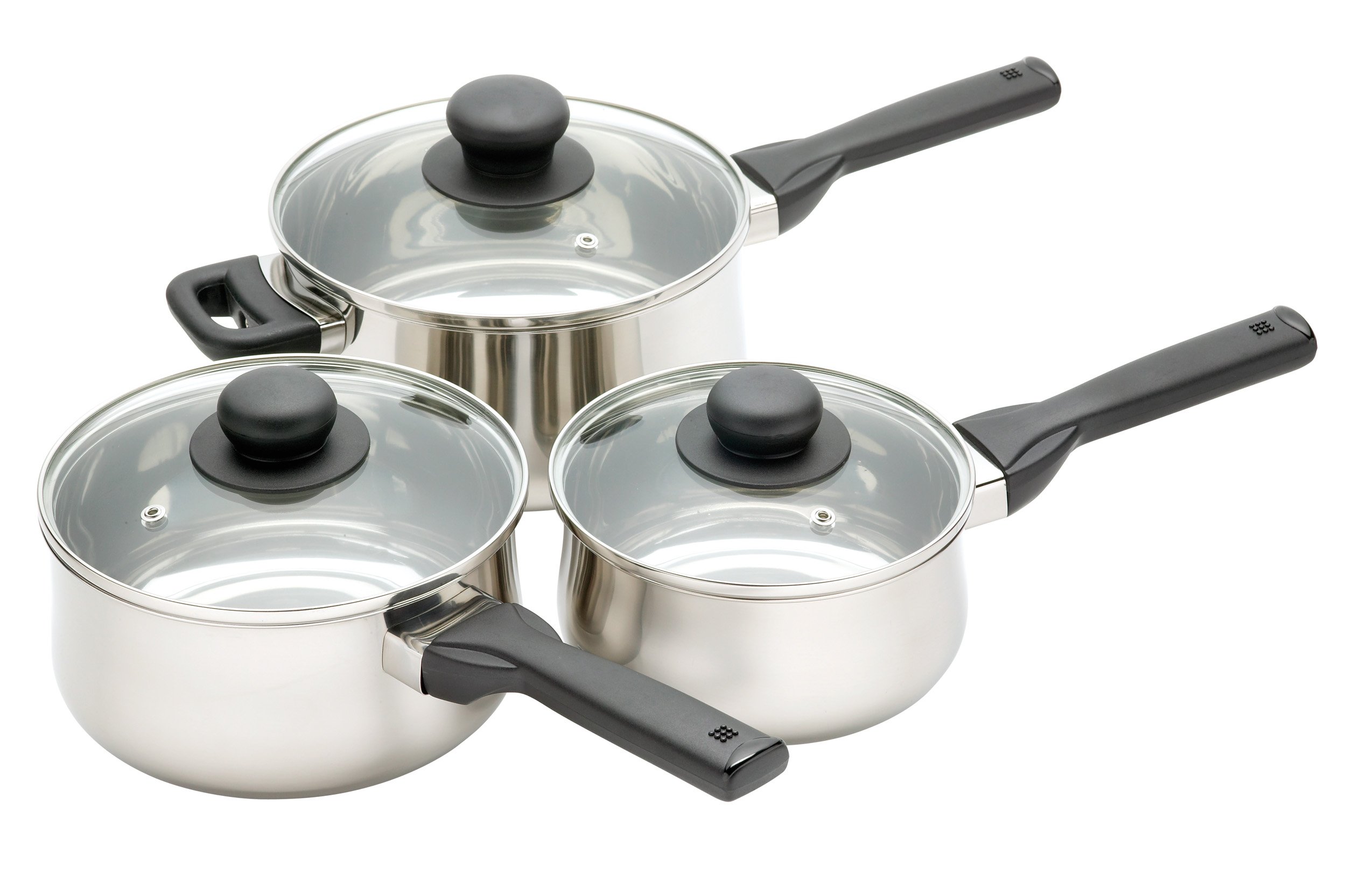 KitchenCraft Jury Stainless Steel Induction-Safe Saucepans, Set of 3
