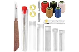 37PCS Sewing Tool Set,Big Eye Steel Sewing Needles Kit Stainless Steel Needles for Hand Sewing Threader and Needle Repair Kit
