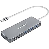 LENTION USB-C Hub with Type C, USB 3.0 Ports and SD/TF Card Reader for Apple MacBook 12 / New MacBook Pro 13 15 2016 2017 with Thunderbolt 3 port / ChromeBook and More, Multi-Port Adapter - Space Gray