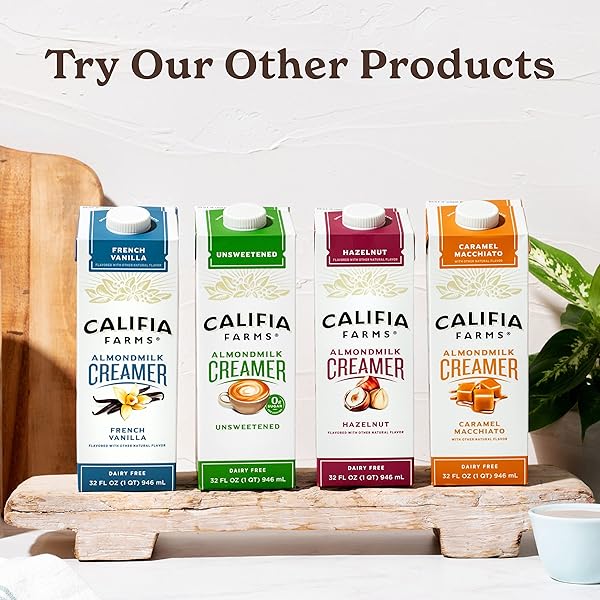CALIFIA FARMS VANILLA ALMONDMILK COFFEE CREAMER WITH COCONUT CREAM, 32 OZ | DAIRY FREE | PLANT BASED | NUT MILK | VEGAN | NON-GMO