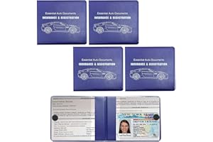 Suvnie 4 PCS Car Registration and Insurance Holder, Vehicle Glove Box Organizers with Closure for License Document, Auto Esse