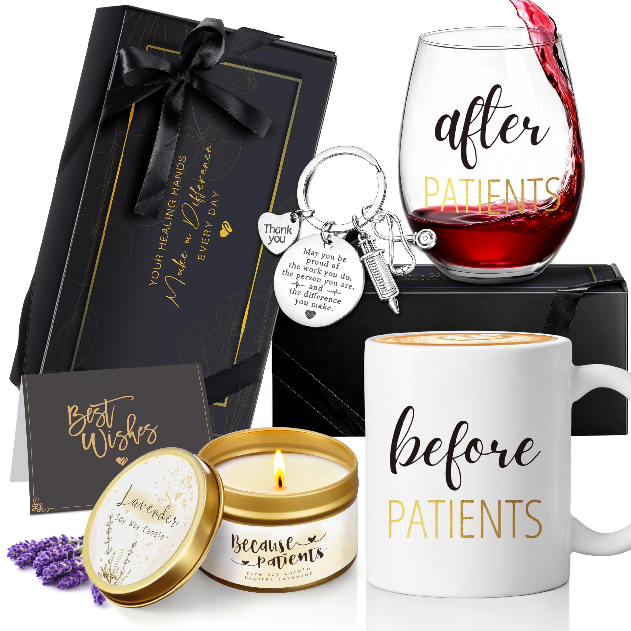 Photo 1 of ***MISSING WINE GLASS*** GREOZORT Before Patients After Patients Gift Set 11 oz Coffee Mug and 18 oz Stemless Wine Glass Set Gifts for Doctors, Nurses, Hygienists, Physician Dentist, Graduation Gifts