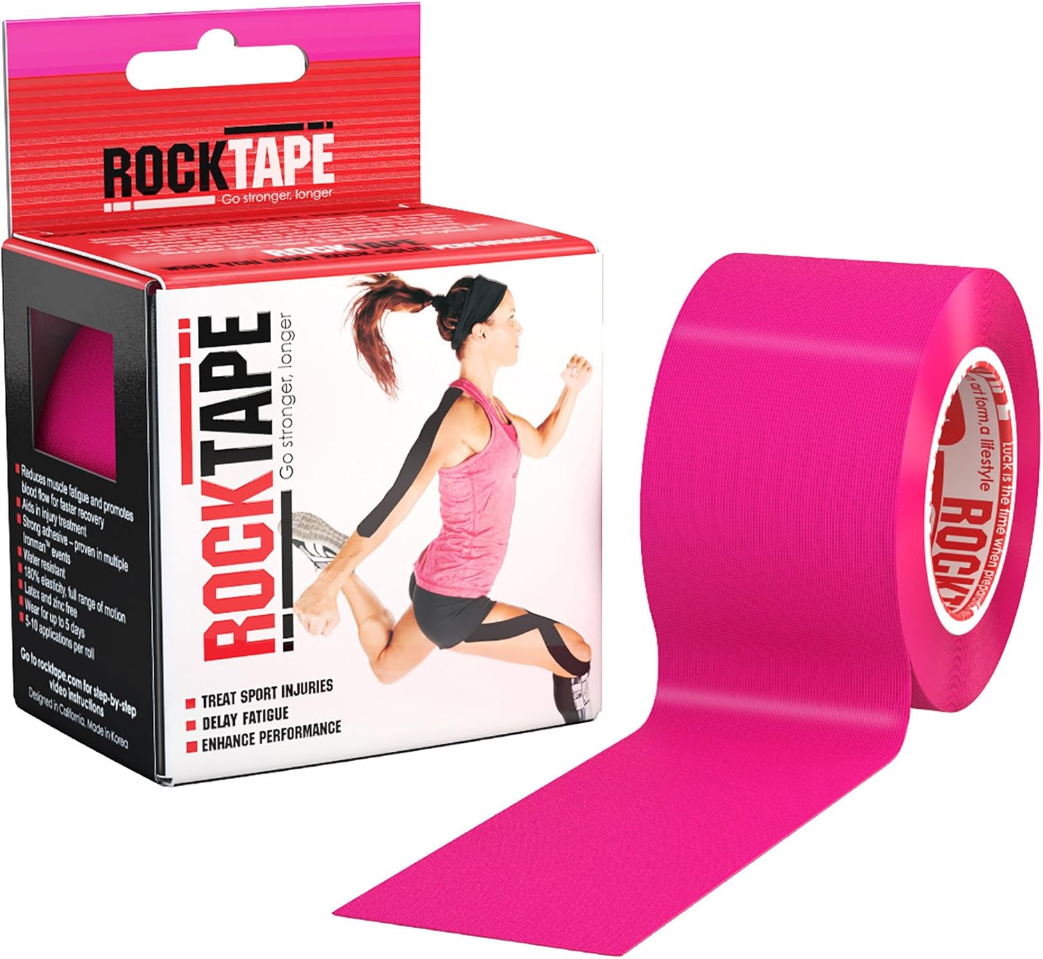 RockTape Hot Pink Kinesiology Tape (5cm x 5m) - SS26, Uncut Roll - 5cm Wide