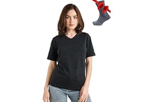Merino.tech Merino Wool T Shirt Women - 100% Merino Wool Base Layer Women Short Sleeve Tee + Merino Wool Hiking Socks (X-Smal
