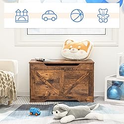 HOOBRO Storage Bench, 29.5” Retro Wooden Storage