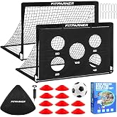 FITPARNER Soccer Goal,Backyard Soccer Goals for Kids 2 Pack,4x3/6x4 FT Portable Toddler Soccer Nets with Target,Ball &amp; Cones,Soccer Training Equipment for Kids Youth Outdoor Games,Sports,Play