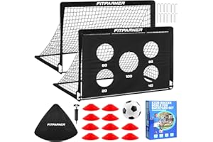 FITPARNER Kids Soccer Goal for Backyard Set,2 Pack of 4x3/6x4 ft Portable Pop Up Soccer Nets,Complete Youth Training Equipment with Target,Ball & Cones for Kids 3-14 Goal Practice,Outdoor Sports Game